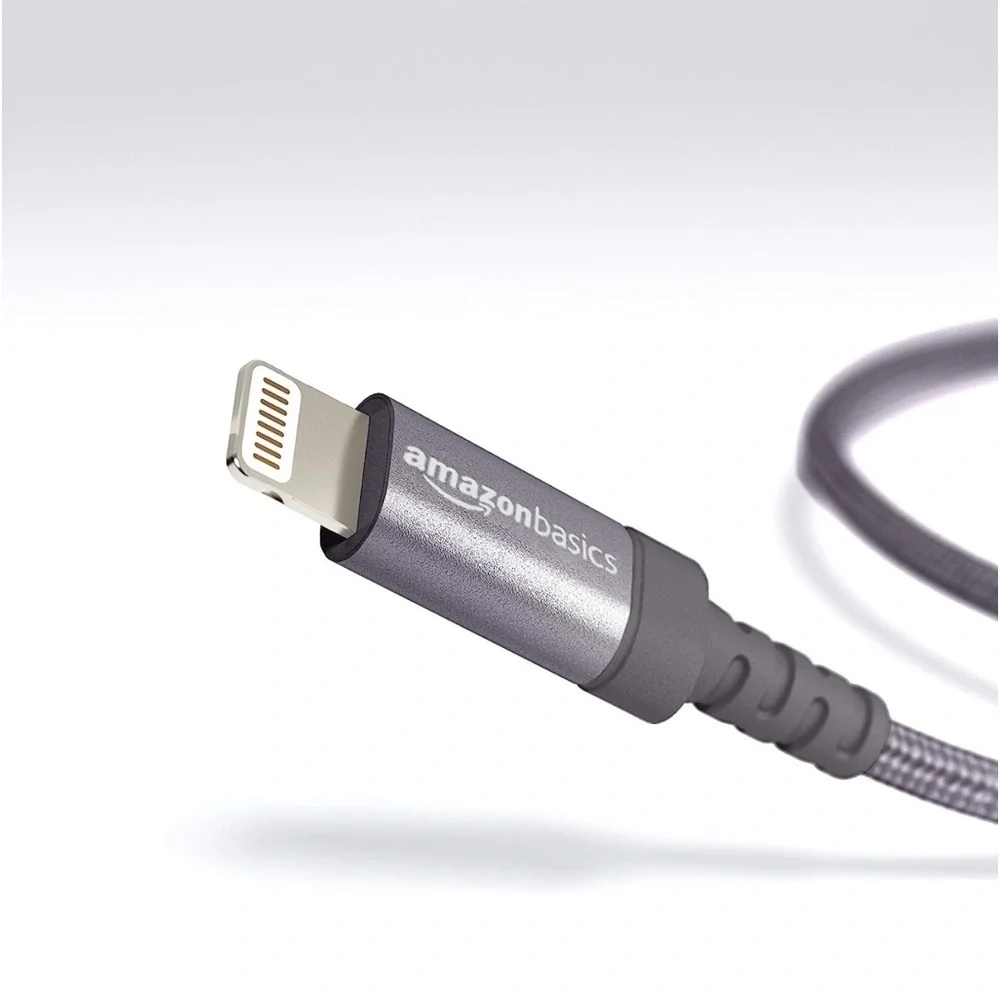 Gray 6’ Nylon Braided USB A to Lightning Charging Cable Cord